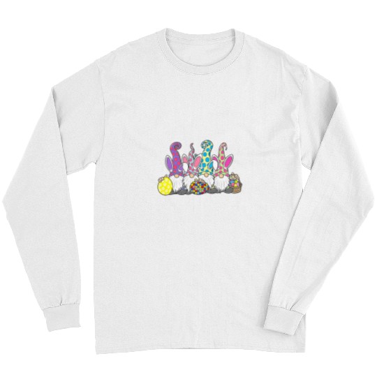 Autism Funny Gnome Bunny Autism Awareness Support Happy Easter Day 3 Neurodiverse Long Sleeves