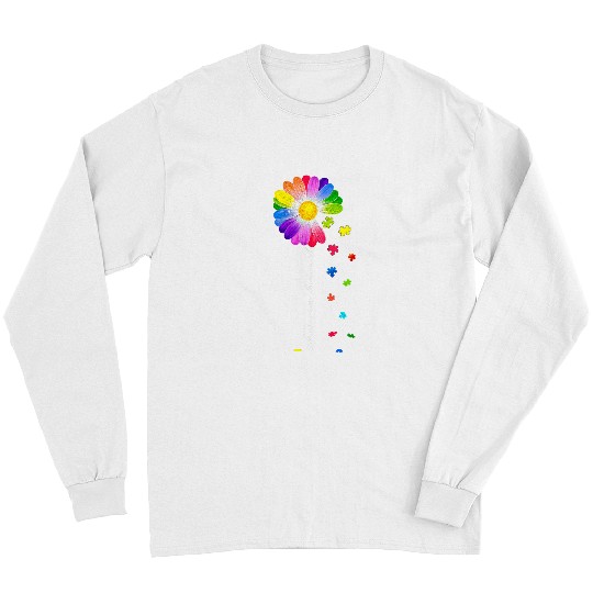 Autism Floral Autism Awareness Daisy Flower For Mom Women Neurodiverse Long Sleeves