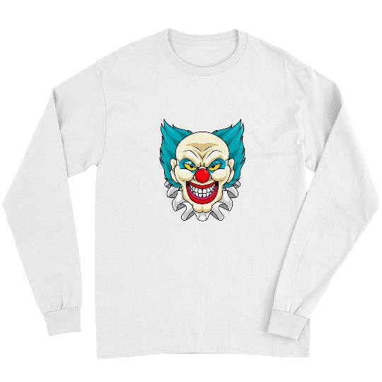 Evil Face Clown Head Halloween 3 Long Sleeves