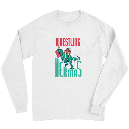 Wrestling Rexmass TRexs Dinosaur Christmas Holiday 1 Long Sleeves