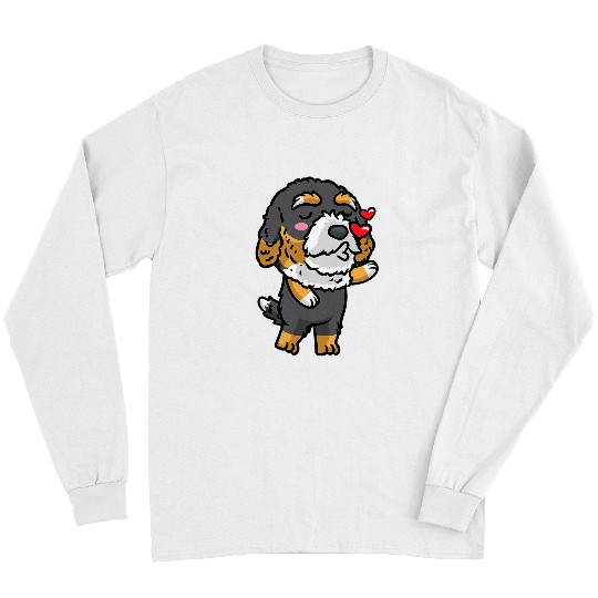 Bernedoodle Dog Kisses Emoticon Long Sleeves