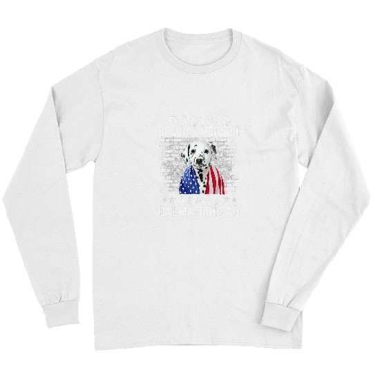 Dalmatian Dad With Proud American Flag Dog Fathers Day Dalmatians Dog Long Sleeves