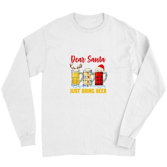 Beer Dear Santa Just Bring Beer xmass Leopard Plaid Beer Drinking63 Long Sleeves
