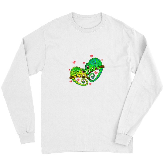 Chameleon Lover Couples Love Hearts Retro Style Valentines Day Long Sleeves