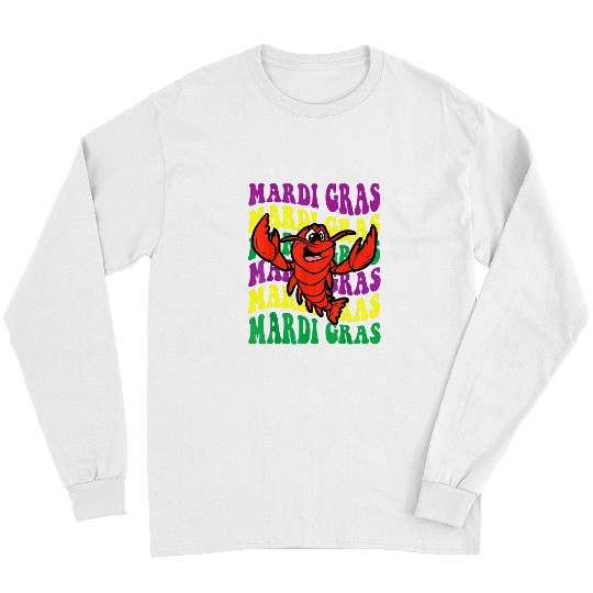 Crawfishs Mardi Gras Retro Mudbug carnivals Parade Cajun Party Long Sleeves