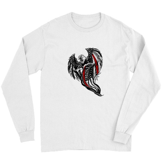 Fireman Firefighter Bald Eagle Firefighter American Flag Thin Red Line Patriot 223 Firemen Long Sleeves