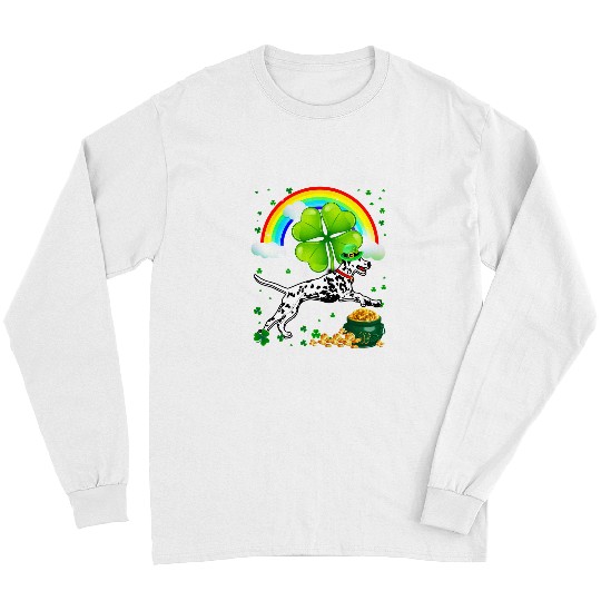 Dalmatian St Patricks Day Dalmatian Shamrock Pet Dog Lover Dalmatians Dog Long Sleeves