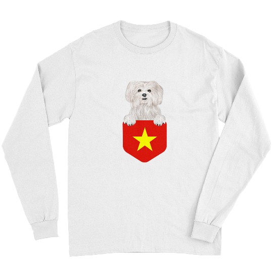 Dog Maltese Vietnam Flag Maltese Dog In Pocket Long Sleeves