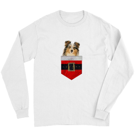 Dog Shetland in your Pocket Santa Shetland Sheepdog Long Sleeves