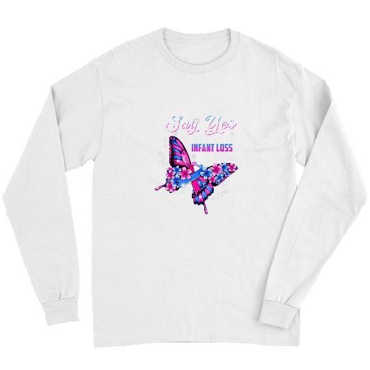 Infant Loss Warrior Pink And Blue Butterfly Womens Long Sleeves