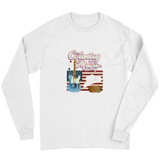 Guitarist Country Music vintages American flag Nashville guitar player Guitar Long Sleeves