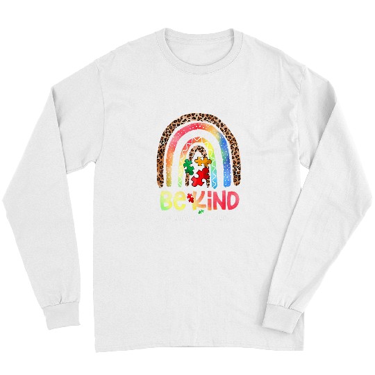 Autism Be Kind Autism Awareness Leopard Rainbow Choose Kindness Neurodiverse Long Sleeves
