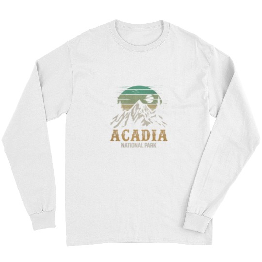 Hiking Hiker Acadia National Park Merchandise Retro Hike Long Sleeves