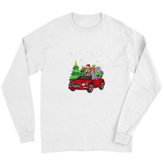 Bully Christmas Funny Pajama Pitbull Dog And Red Trucks xmass 383 Pitbull Dog Long Sleeves