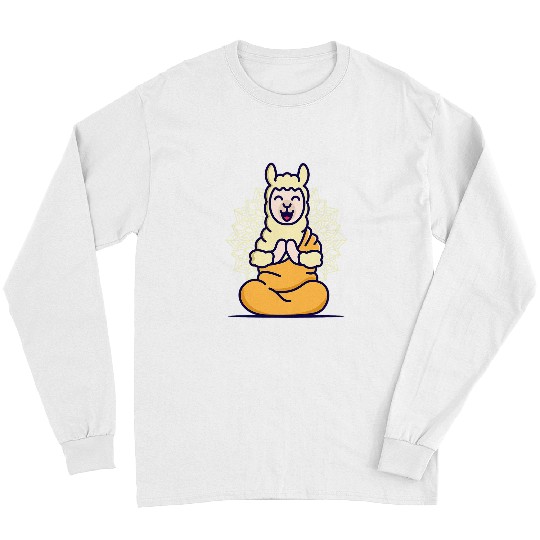 Namaste Yoga Buddhist Llama Yoga Cute Animal Mandala Meditation Zen Meditation Long Sleeves