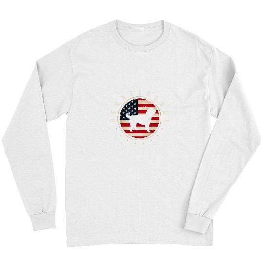Bernedoodle USA Flag 4th July Dog Mom Dad Long Sleeves