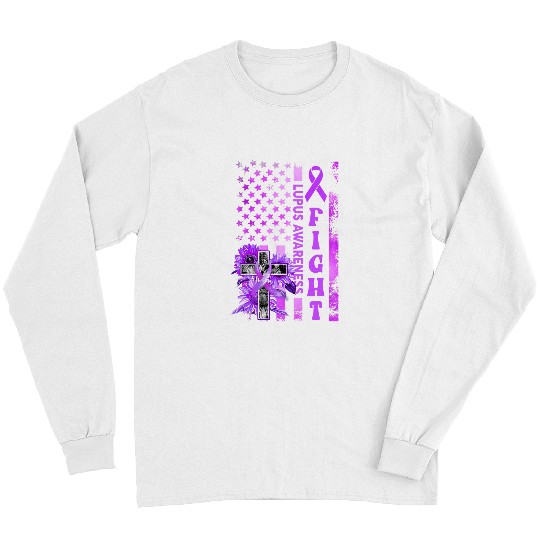 Christian Fight USA Flag Sunflower Christian Lupus Awareness 94 Long Sleeves