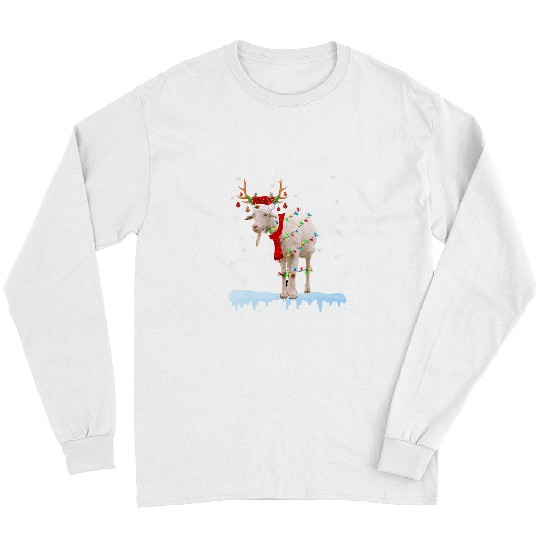 Funny Goats Reindeer Santa Goats Christmas Lights 415 Long Sleeves