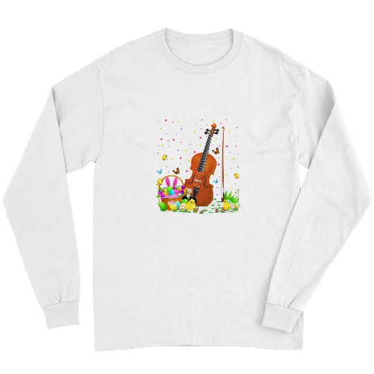 Fiddle Lover Easter Egg Hunt Bunny Fiddle Easter Sunday Long Sleeves