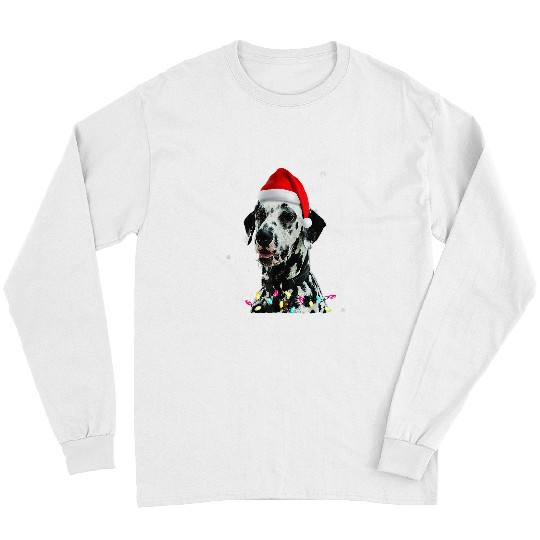 Dalmatian Christmas Dalmatian xmass Dog Tree Santa Hat Dalmation158 Dalmatians Dog Long Sleeves