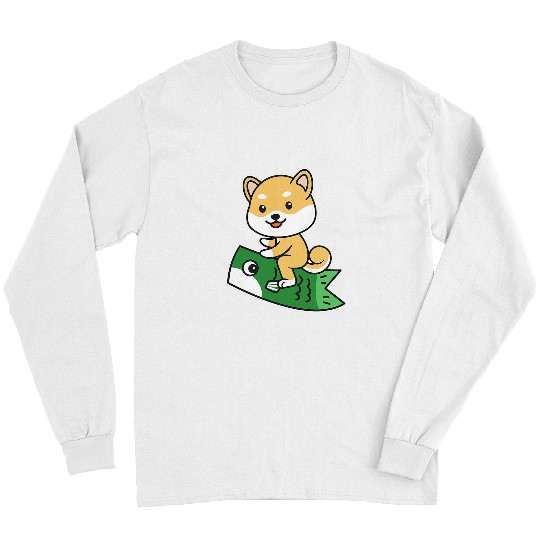 Dog Shiba Inu Japanese koi fish Koinobori Flag Carp streamer 3 Long Sleeves