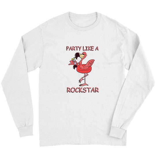 Beer Flamingo Bird Tropical Party Like A Rockstar Flamingo Cocktail Party Beer Drinking 143 Tropical Long Sleeves