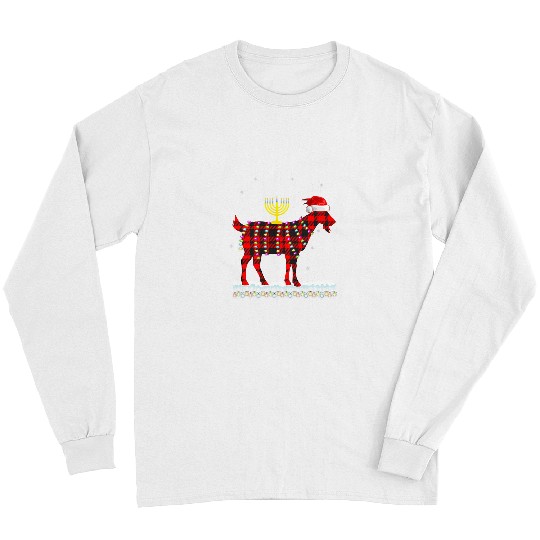 Funny Goats Red Plaid Goats Happy Chrismukkah Funny Hanukkah Christmas 49 Long Sleeves