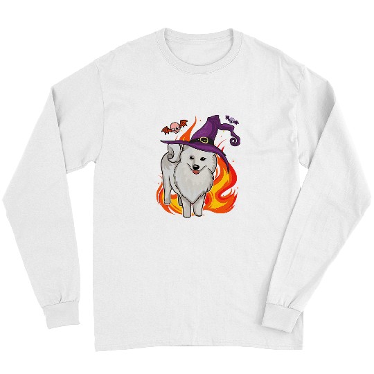 Dog Samoyed Evil Dog Witch Scary Samoyed Dog Lover Halloween Long Sleeves