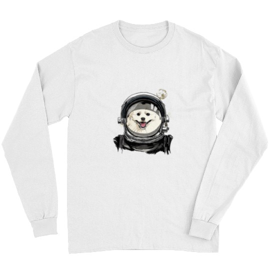 Astronauts Outer Space Astronaut American Eskimo Spitz Dog Astronomy Long Sleeves