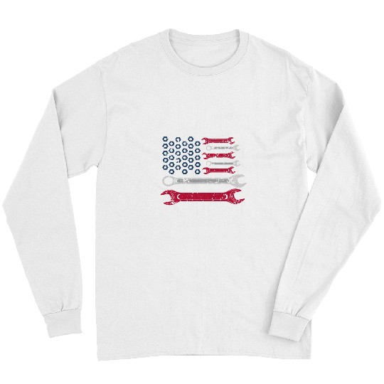 Diesel Mechanics USA Red White Blue American Flag Long Sleeves