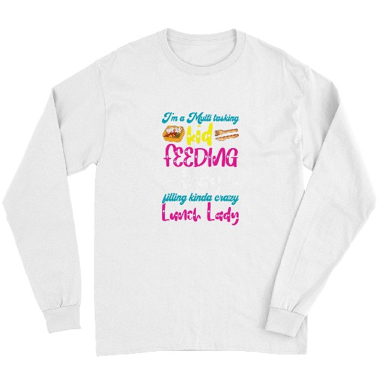 Lunch Lady Multi Tasking Feeding Kid Cafeteria Worker Long Sleeves