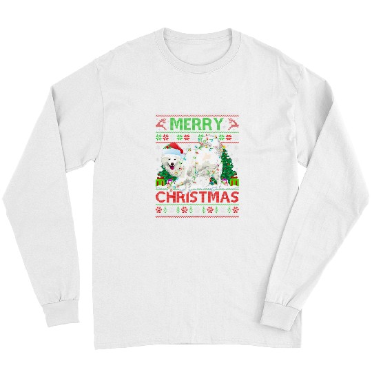 Dog Samoyed Merry Christmas Lighting Ugly Samoyed Christmas Long Sleeves