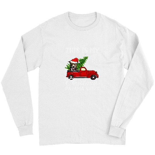 Bully Dog Riding Red Truck With Christmas Tree 371 Pitbull Dog Long Sleeves
