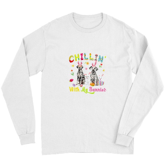 Dalmatian Chillin With My Bunnies Cute Bunny Dalmatian Dogs Bunnies Dalmatians Dog Long Sleeves