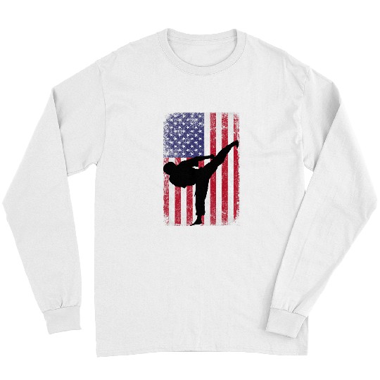 Karate American Usa flag bushido full martial arts contact Long Sleeves