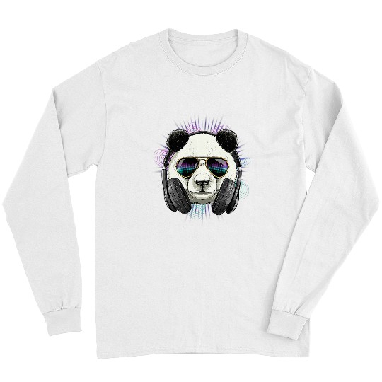 Funny Bear Music Panda Dj With Headphones Musical Panda Lovers 597 Cute Bears Long Sleeves