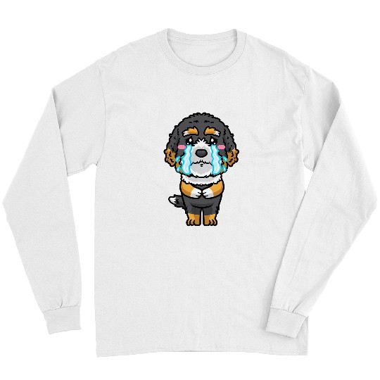Bernedoodle Dog Sad Crying Emoticon Long Sleeves
