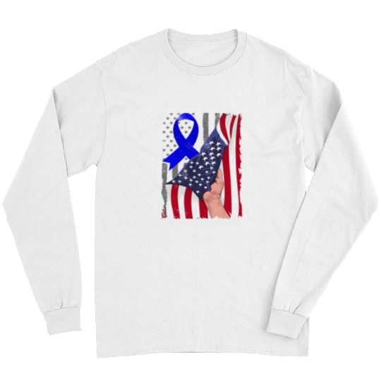 Charge Syndromes Warrior Awareness American Flag Blue Ribbon Long Sleeves