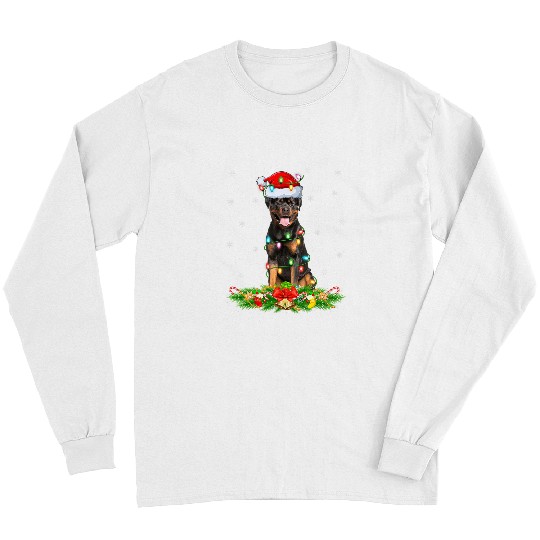 Dog Rottweiler Lover Lights xmass Santa Rottweiler Christmas Long Sleeves