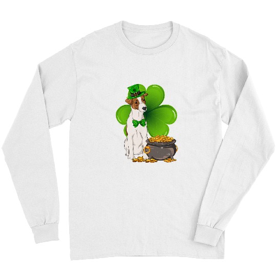 Dog Jack Russell St Patricks Day Jack Russell Terrier Shamrock Pet Dog Lover Long Sleeves