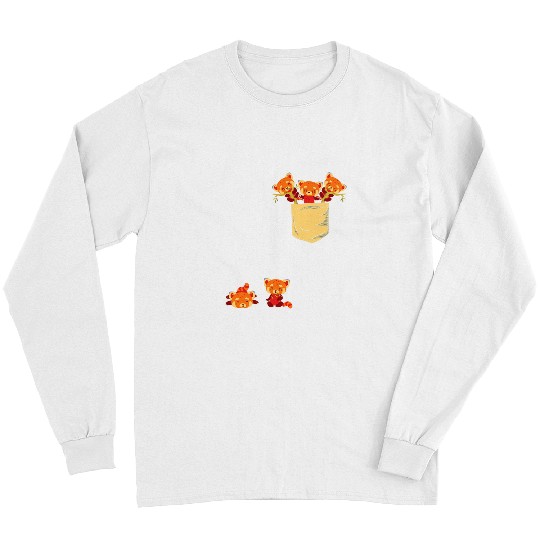 Funny Bear Red Pandas in Pocket Awesome Cute Panda Bear Animal Lover Cute Bears Long Sleeves