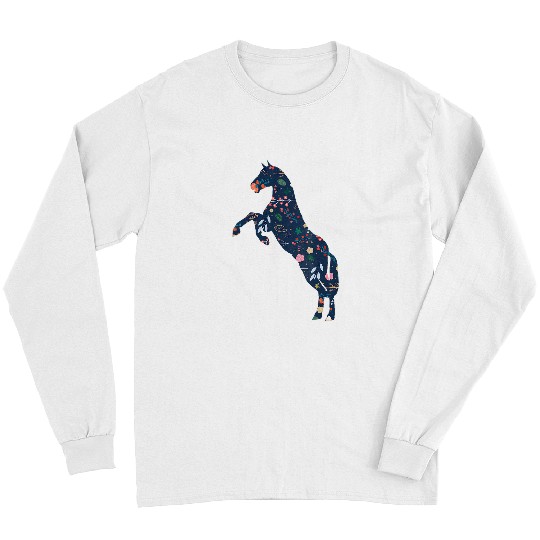 Cute Horse Owner Flower Floral Silhouette Equestrian Cowgirl Long Sleeves