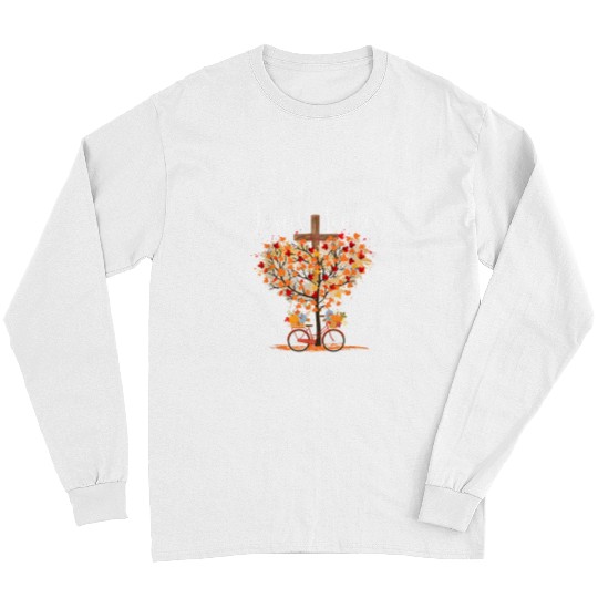 Christian Fall For Jesus He Never Leaves Christian Jesus Autumn Christ Long Sleeves