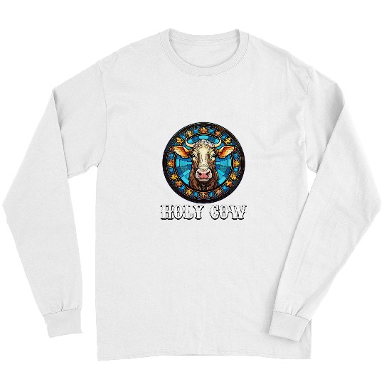 Funny Stained Glass Art Cow for Men and Women Long Sleeves