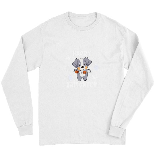 Australian Shepherd Happy Halloween Pumpkin Dogs Halloween 3 Long Sleeves