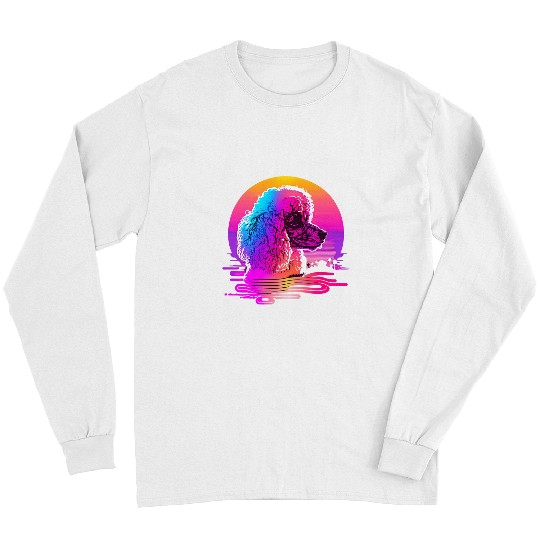Poodles Retro Synthwave 80s Aesthetic Poodle dog Long Sleeves