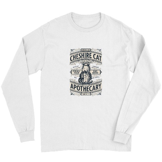 Cheshire Cat Alice in Wonderland vintages Book Design Long Sleeves