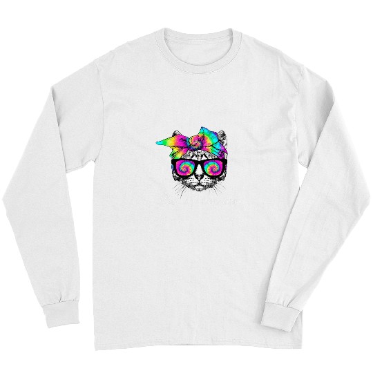 Cute Cat Face Tie Dye Sunglasses Cat Mom Lover Mothers Day Long Sleeves