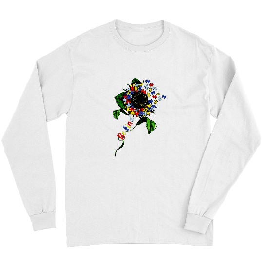 Autism Be Kind Autism Awareness Sunflower Puzzle Choose Kindness Neurodiverse Long Sleeves
