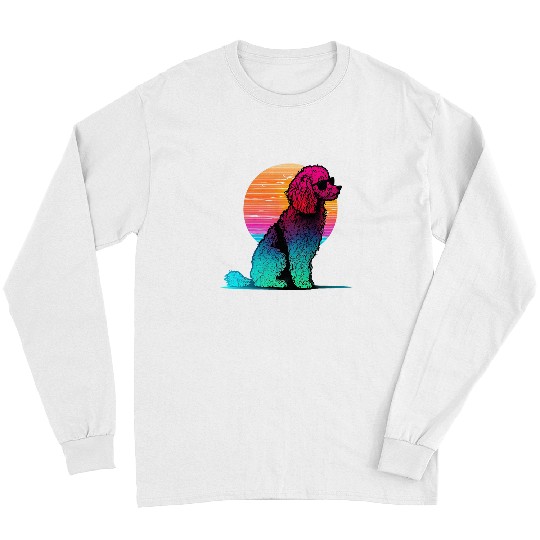 Poodles Synthwave 80s Retrowave Aesthetic 2 Poodle dog Long Sleeves